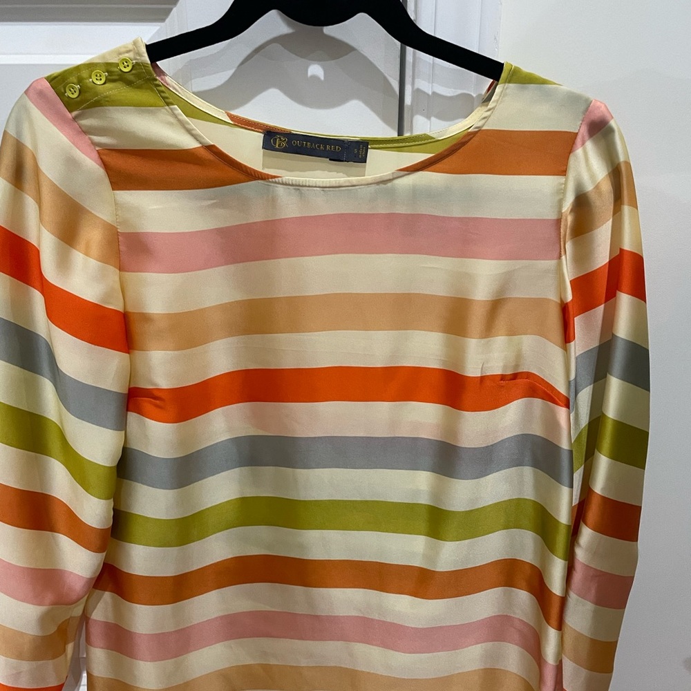 Banana republic, colorful, striped blouse.